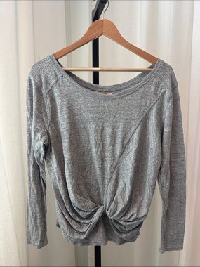 Zella Gray Twist-Front Long-Sleeve Top